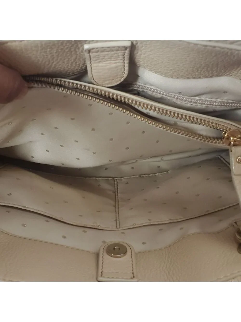 Kate Spade Georgina Quilted Leather W/Chain Link Strap Tote Bag W/Multiple Cream